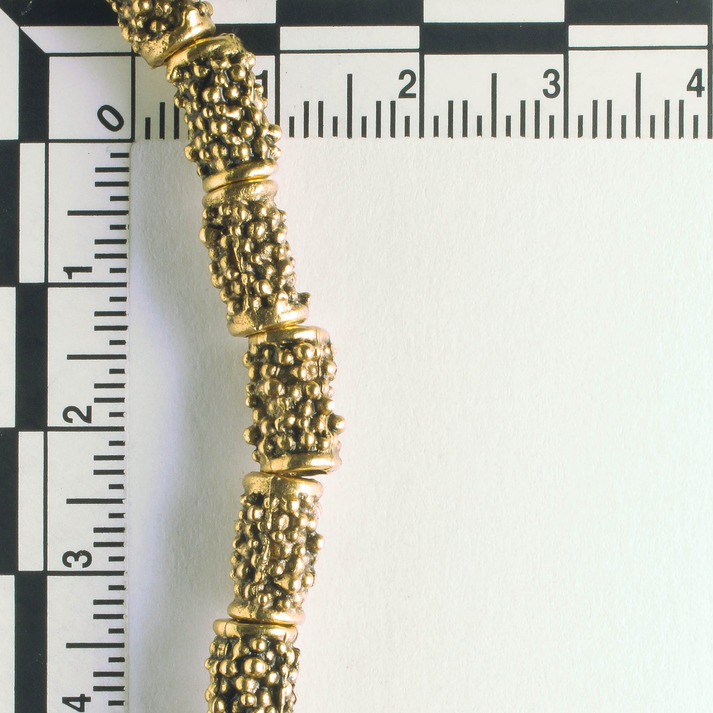 Pewter Beads, Gold Plated - 8" Strand