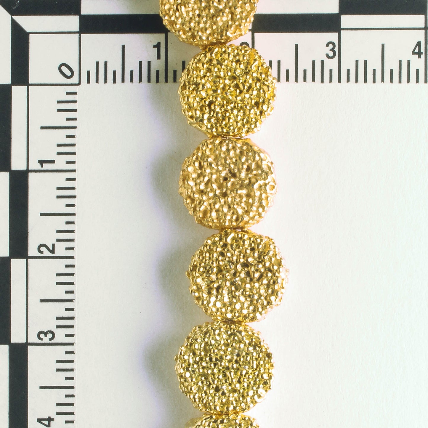 Pewter Beads, Gold Plated - 8" Strand