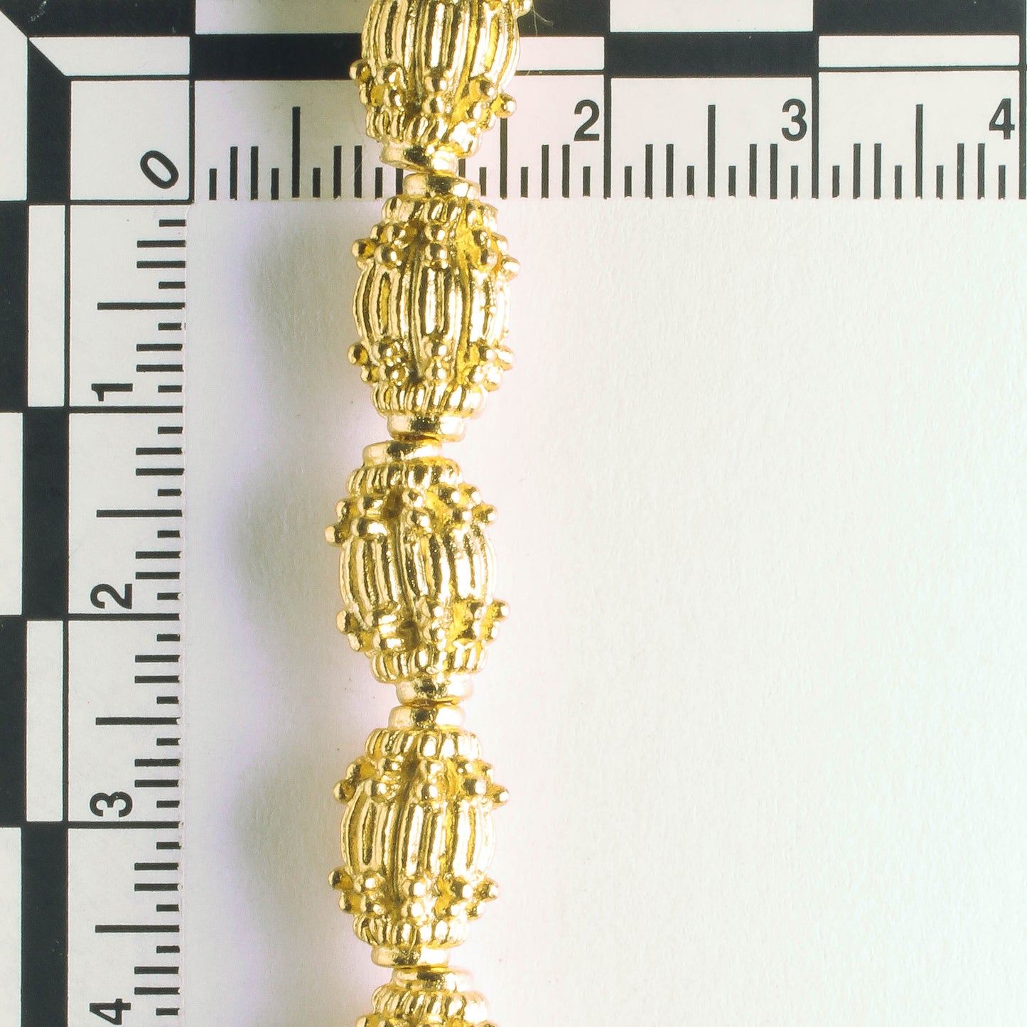 Pewter Beads, Gold Plated - 8" Strand