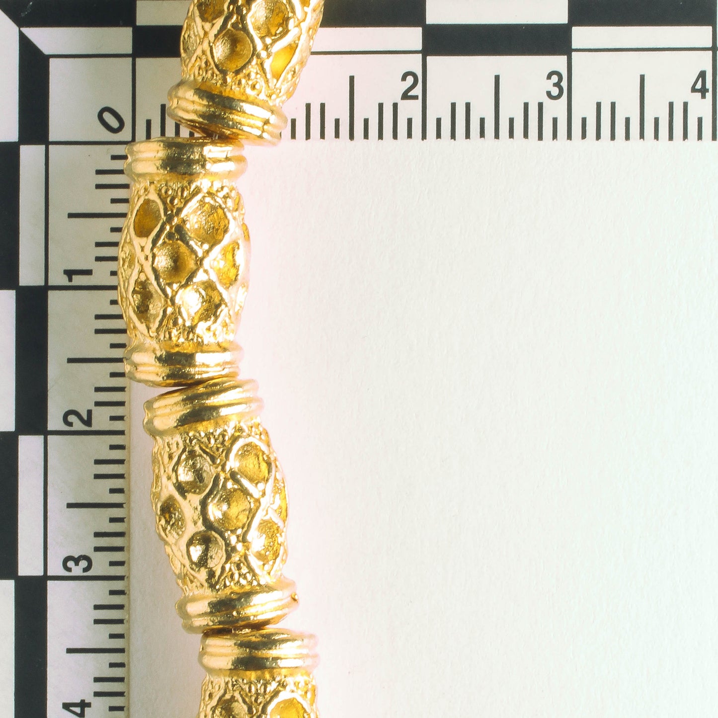 Pewter Beads, Gold Plated - 8" Strand