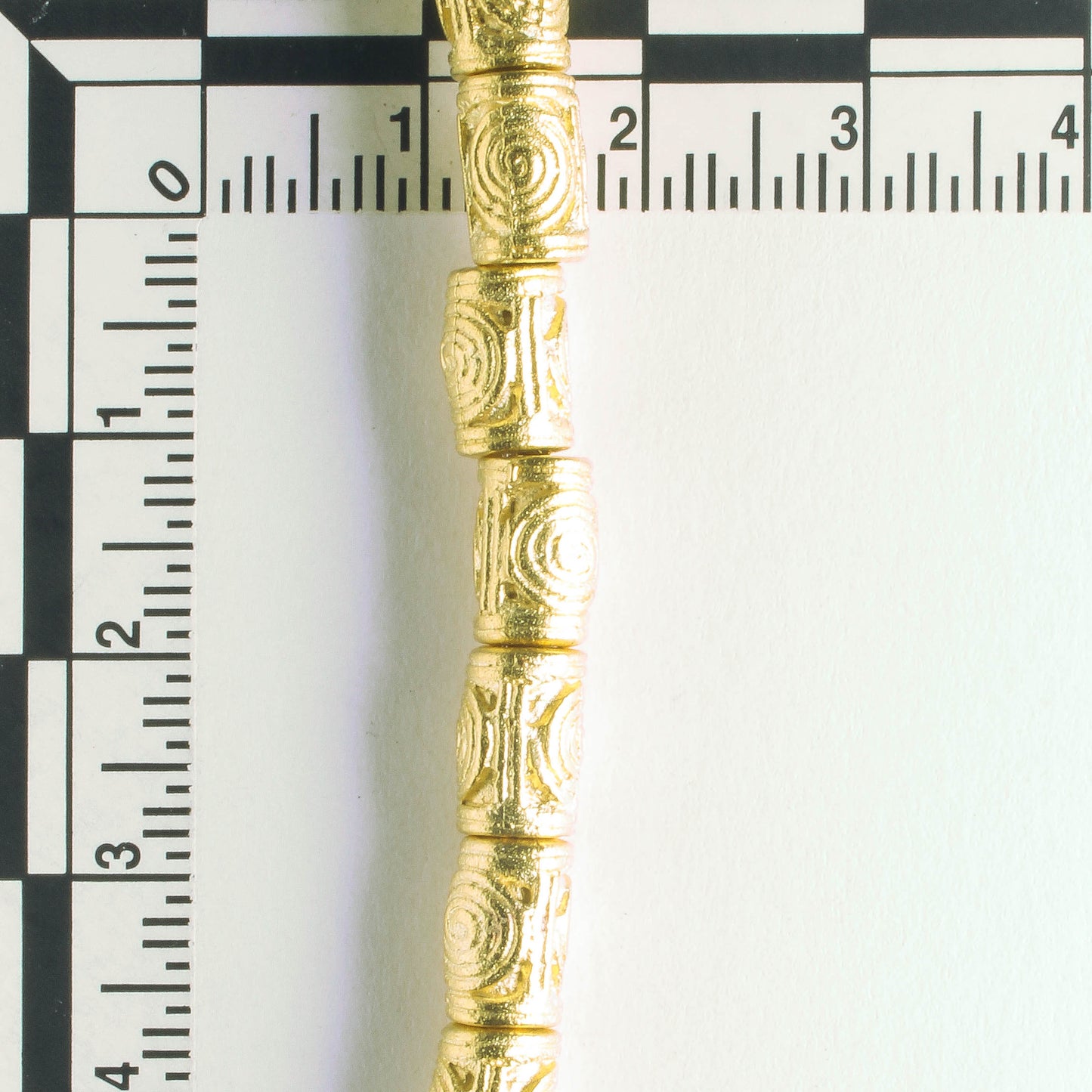 Pewter Beads, Gold Plated - 8" Strand