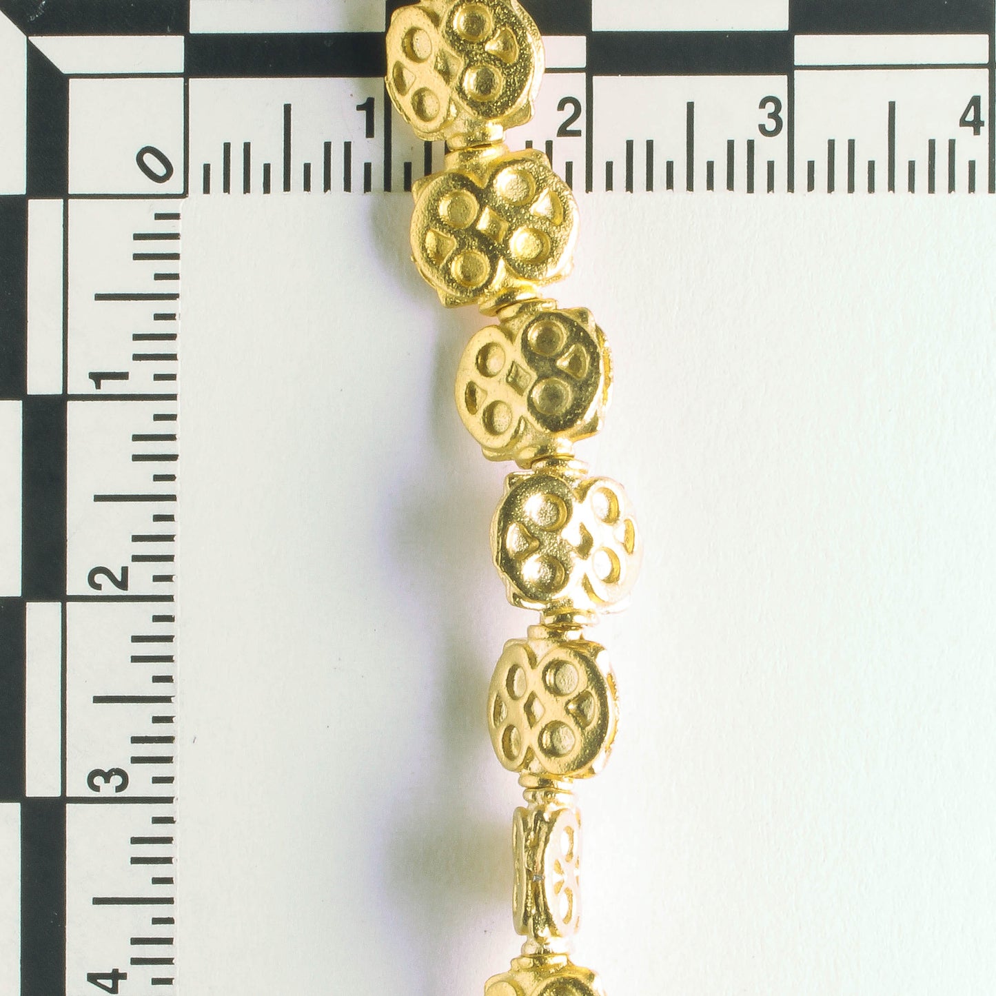 Pewter Beads, Gold Plated - 8" Strand