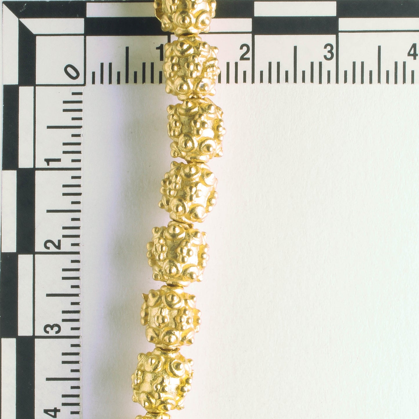 Pewter Beads, Gold Plated - 8" Strand