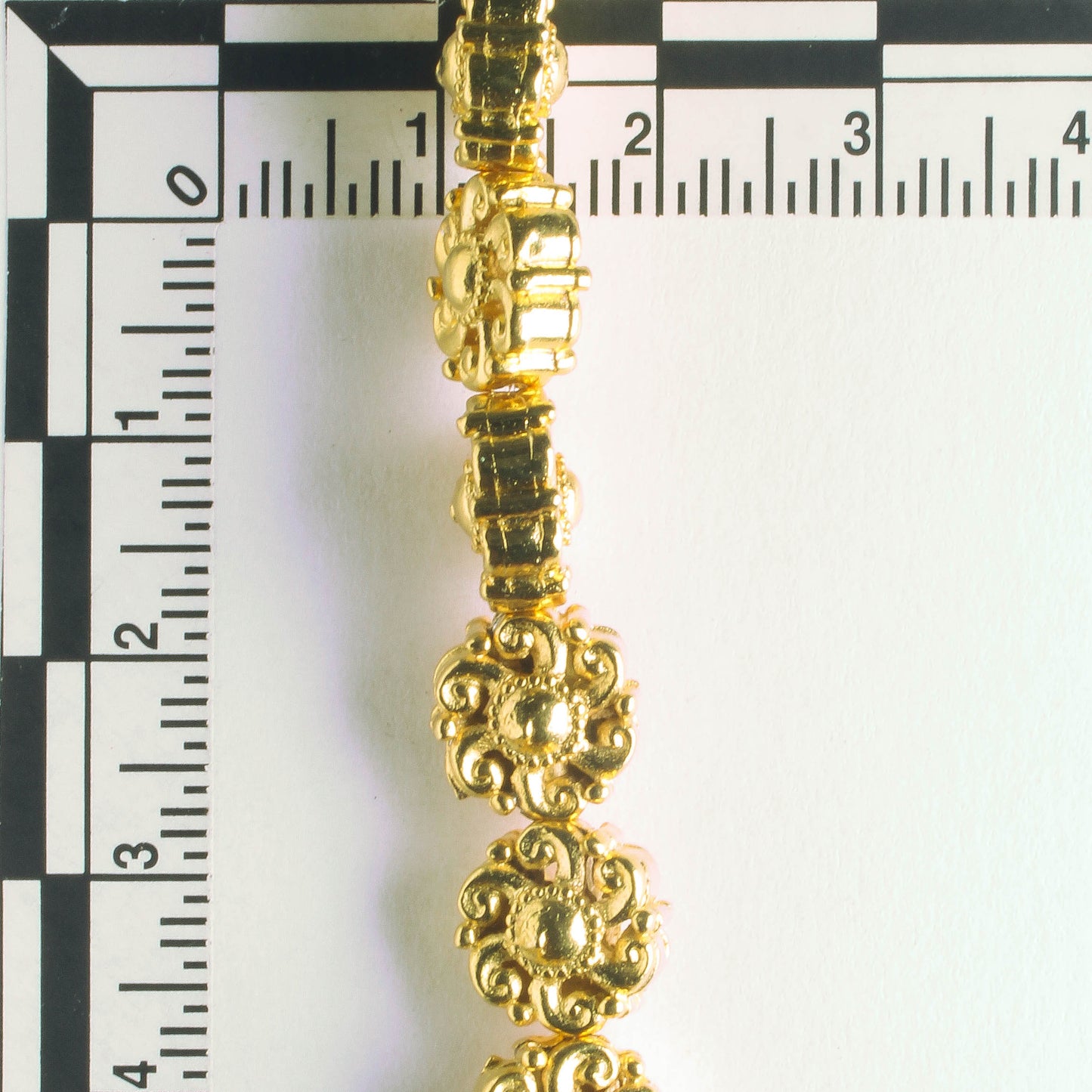 Pewter Beads, Gold Plated - 8" Strand