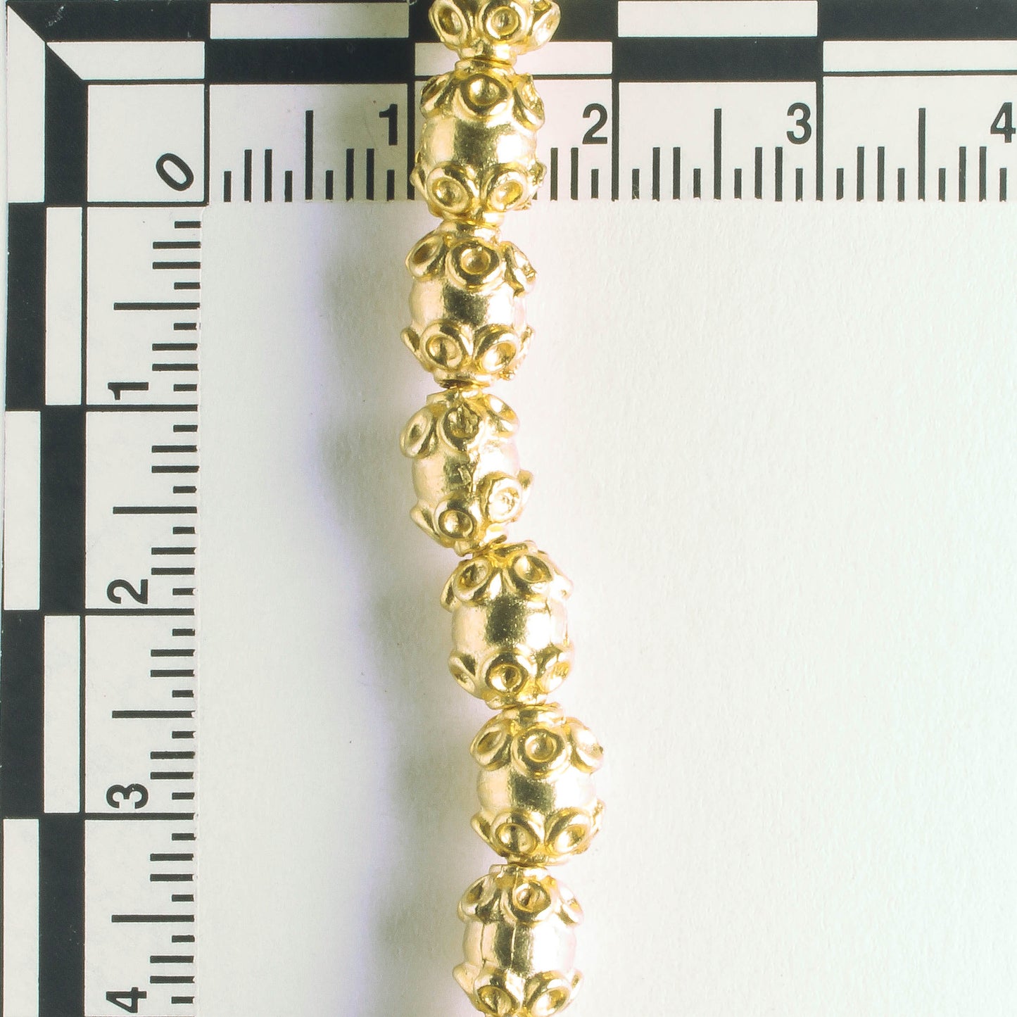 Pewter Beads, Gold Plated - 8" Strand