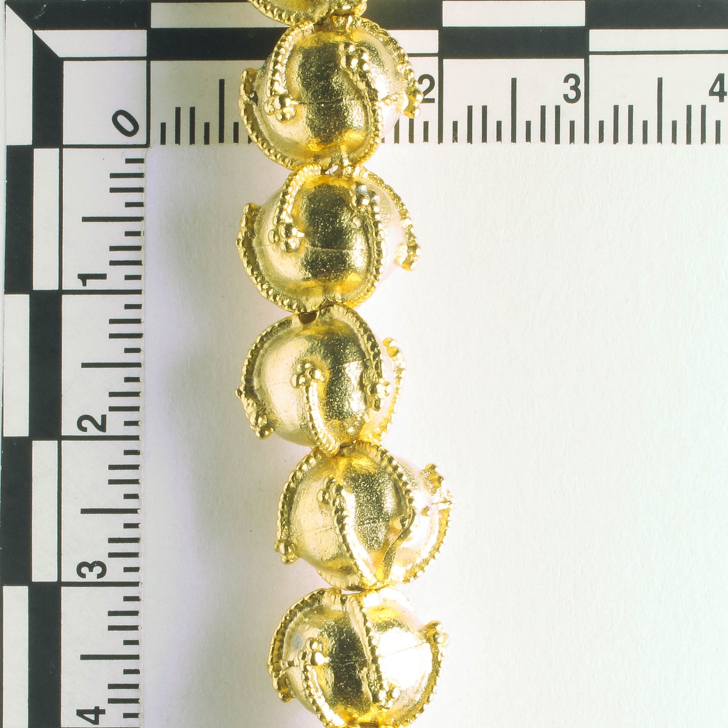 Pewter Beads, Gold Plated - 8" Strand