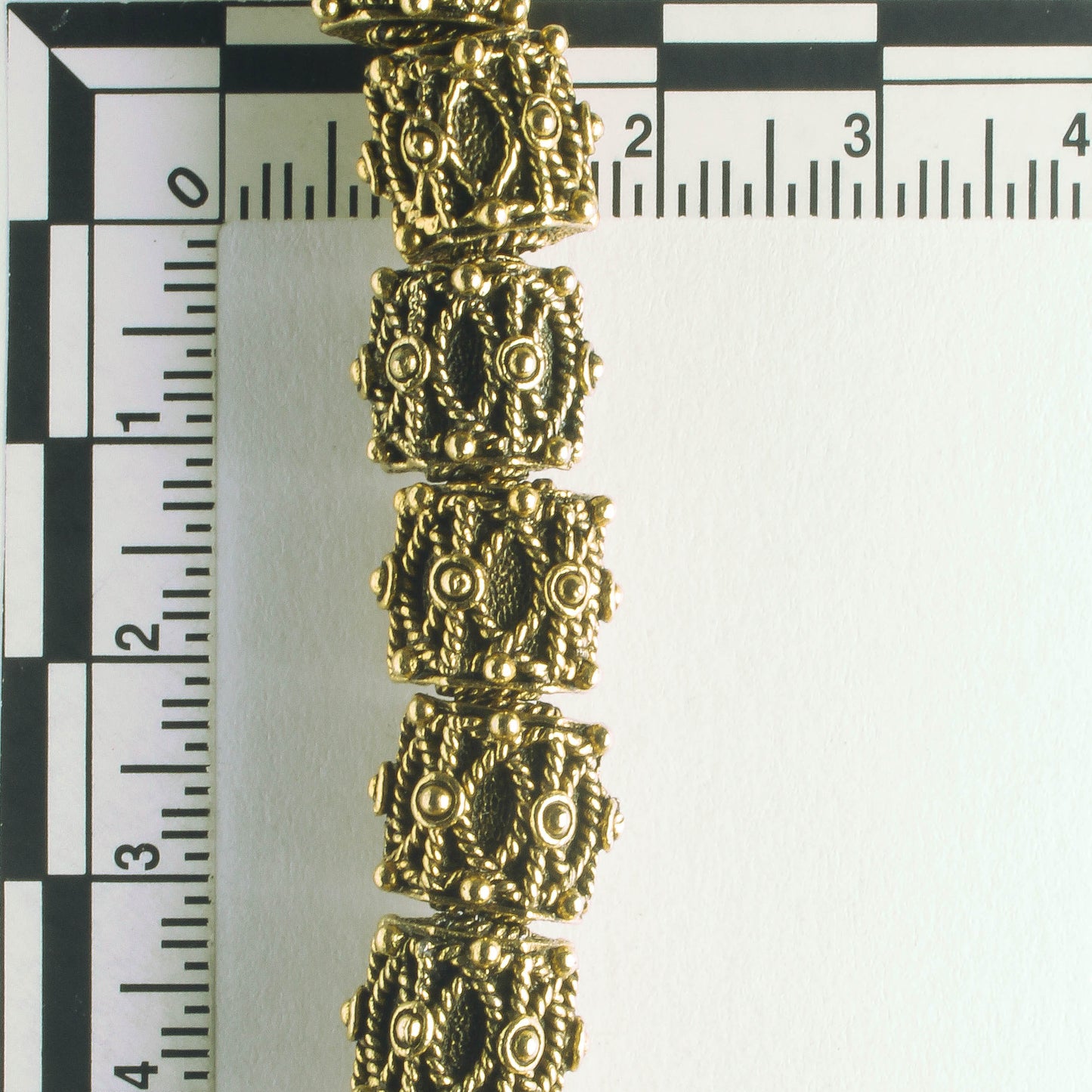 Pewter Beads, Gold Plated - 8" Strand