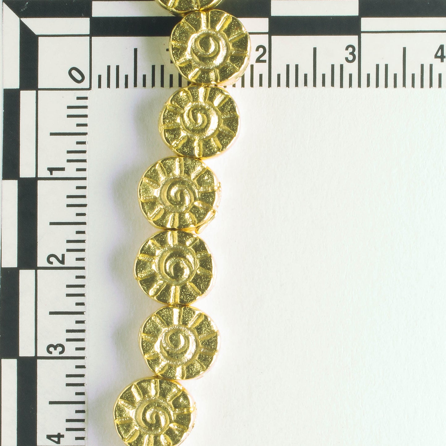 Pewter Beads, Gold Plated - 8" Strand