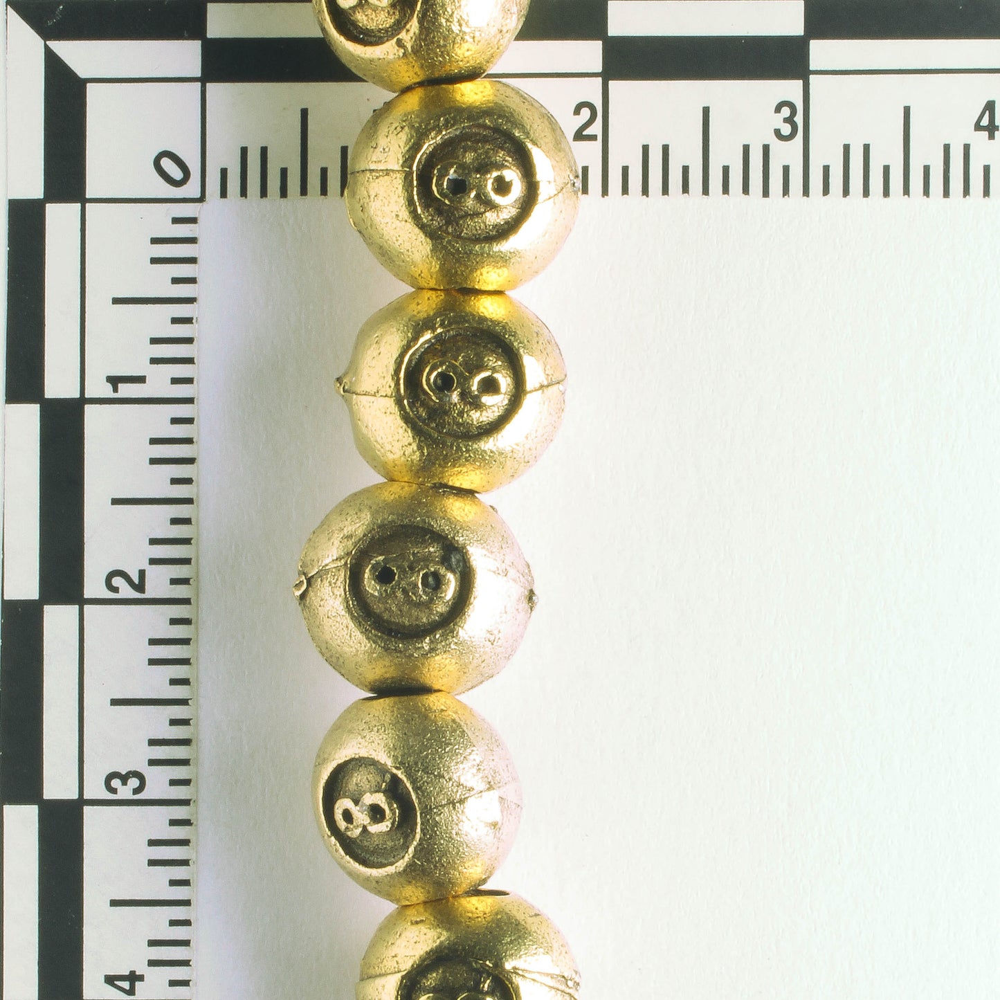 Pewter Beads, Gold Plated - 8" Strand