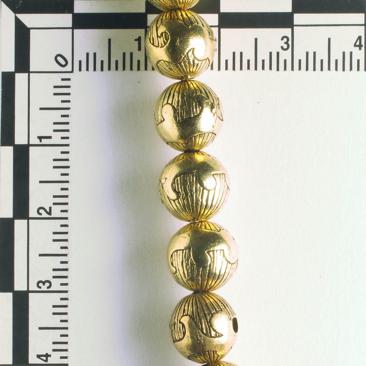 Pewter Beads, Gold Plated - 8" Strand