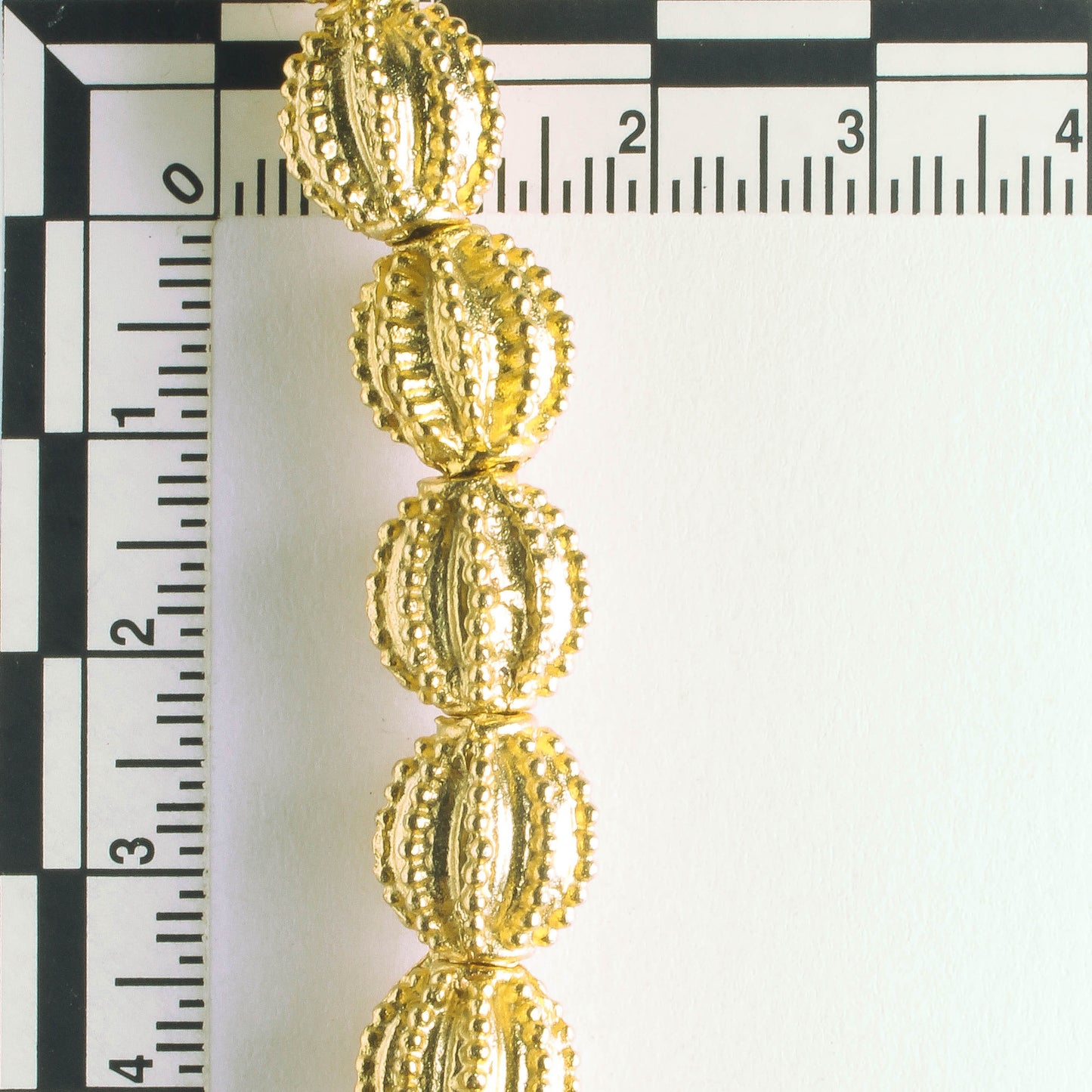 Pewter Beads, Gold Plated - 8" Strand