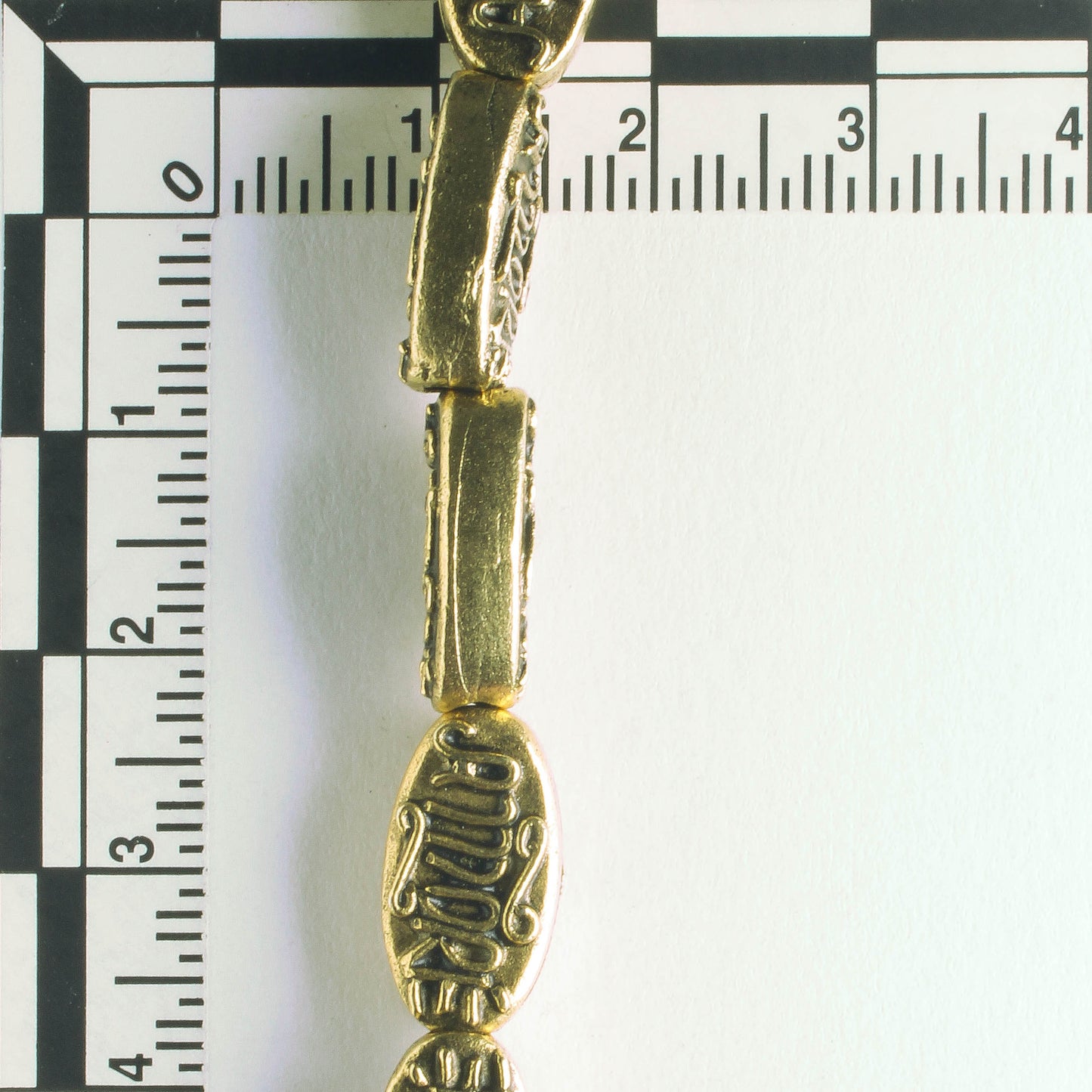 Pewter Beads, Gold Plated - 8" Strand