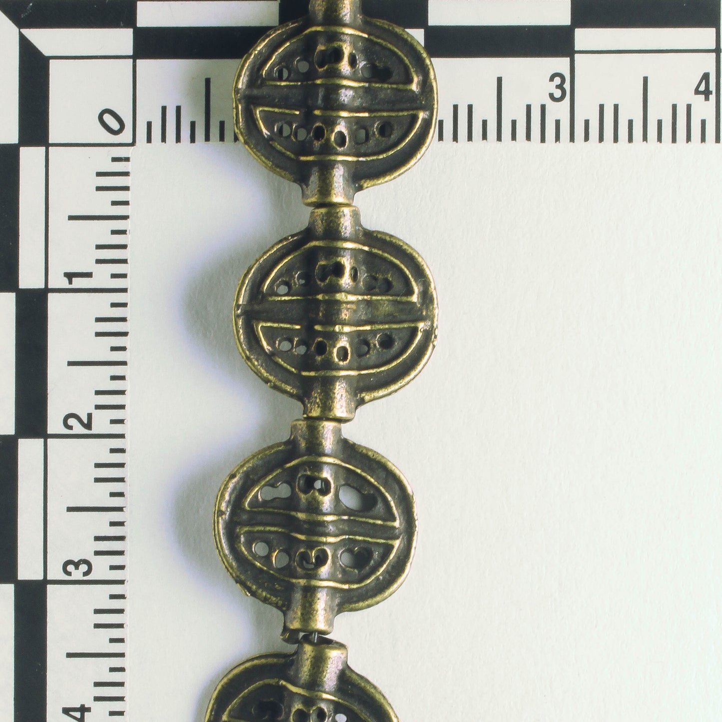 Pewter Beads, Brass Plated - 8" Strand