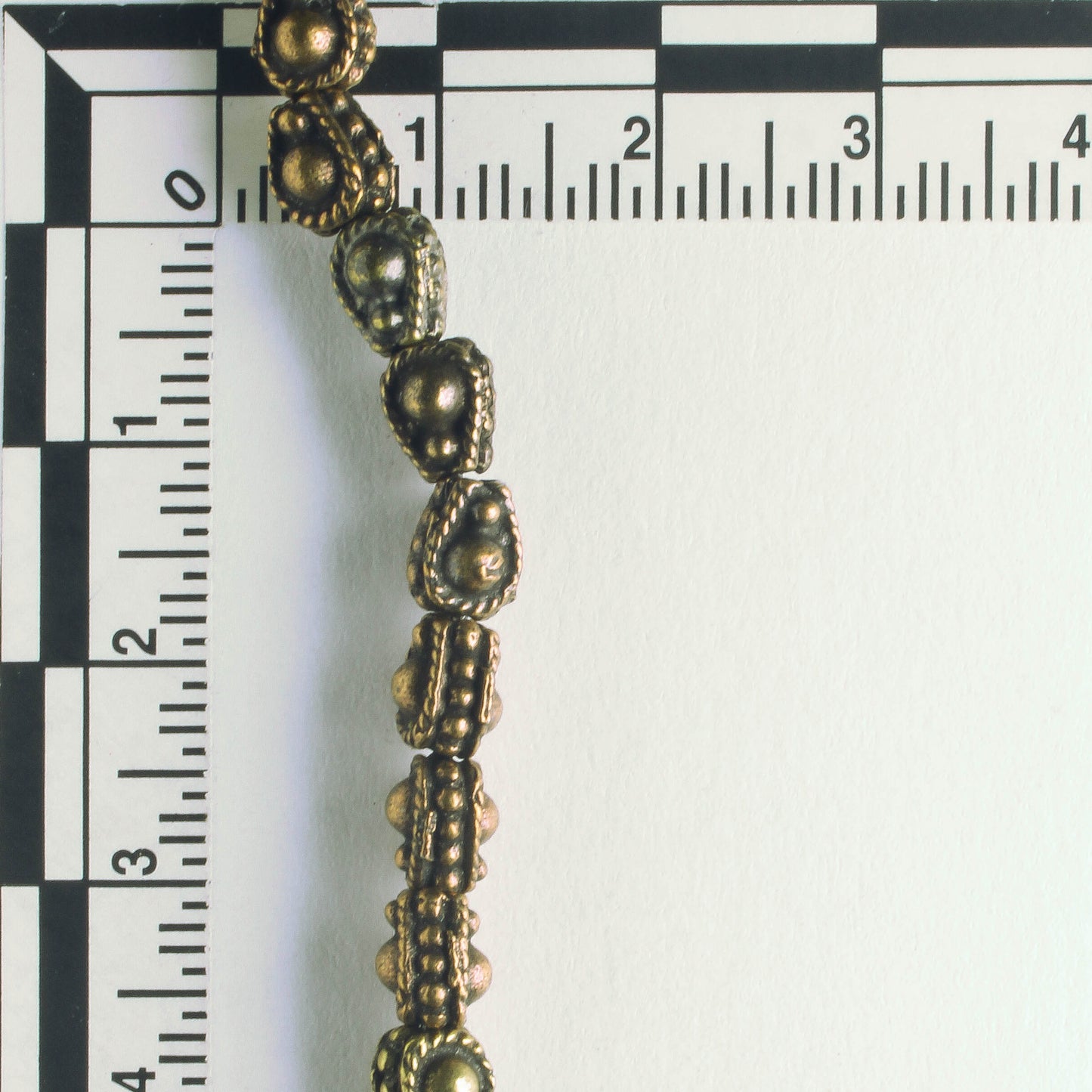 Pewter Beads, Brass Plated - 8" Strand