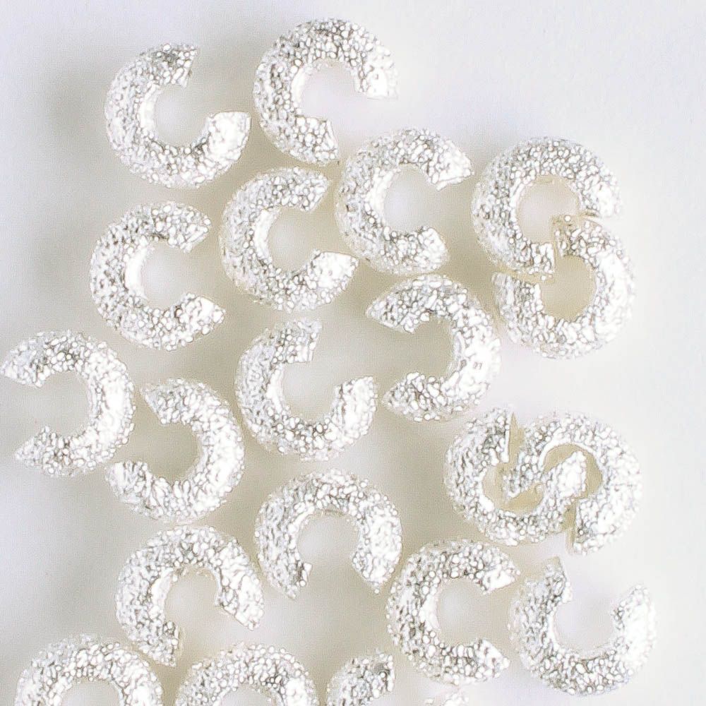 Crimp Cover 4mm Silver Stardust - qty 20