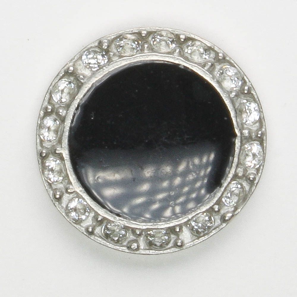 Black Button with Rhinestones