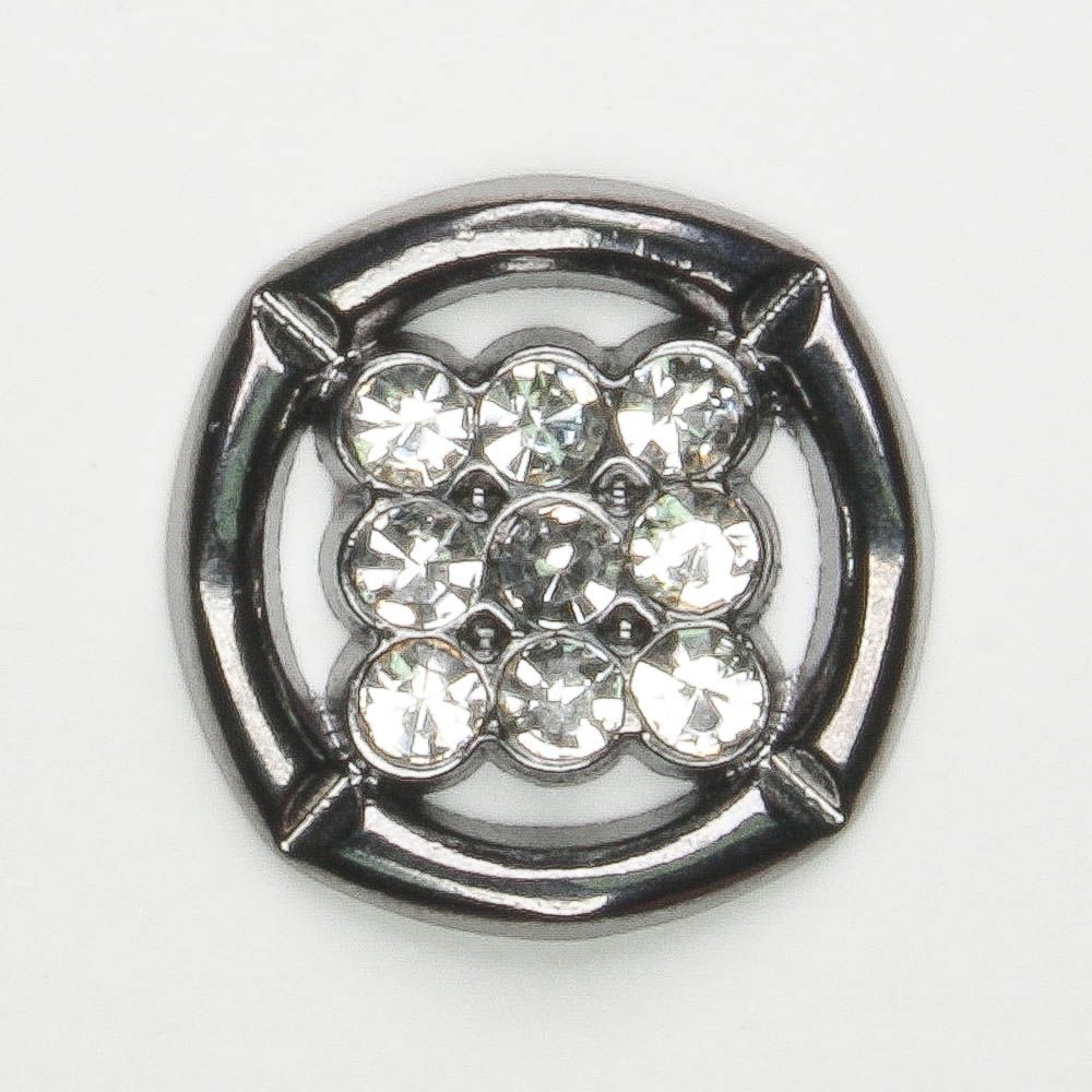 Black Button with Rhinestones