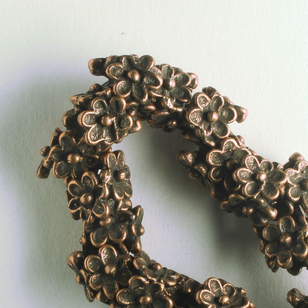 Pewter Beads, Copper Plated - 8" Strand