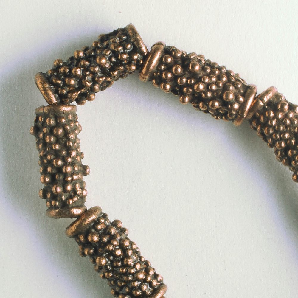 Pewter Beads, Copper Plated - 8" Strand