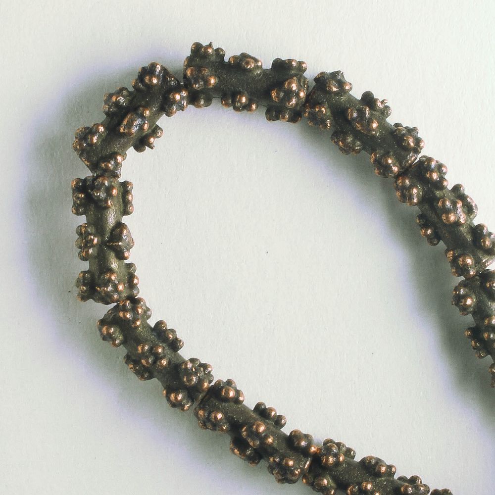 Pewter Beads, Copper Plated - 8" Strand