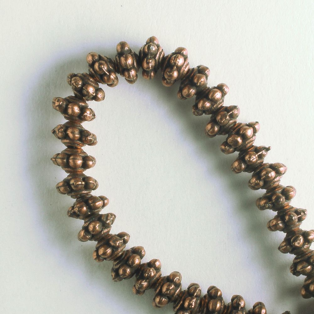 Pewter Beads, Copper Plated - 8" Strand