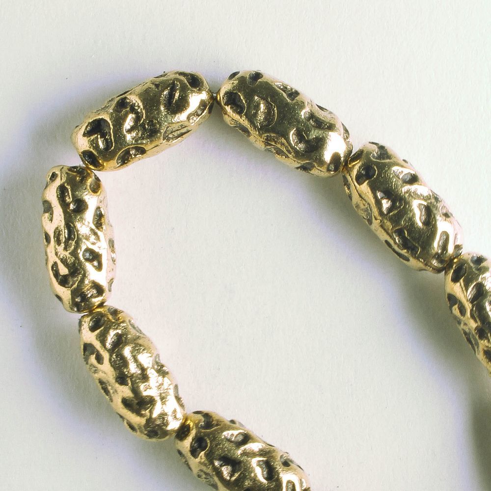 Pewter Beads, Gold Plated - 8" Strand