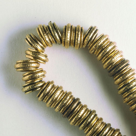 Pewter Beads, Gold Plated - 8" Strand