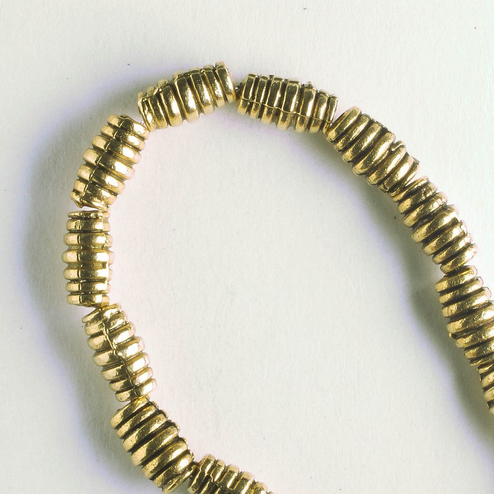 Pewter Beads, Gold Plated - 8" Strand