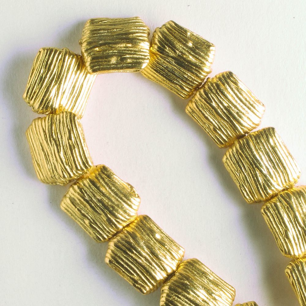 Pewter Beads, Gold Plated - 8" Strand