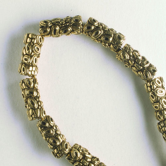 Pewter Beads, Gold Plated - 8" Strand