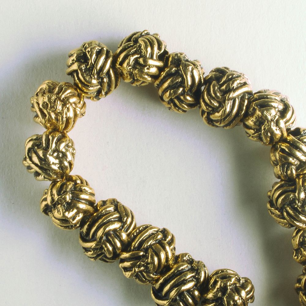 Pewter Beads, Gold Plated - 8" Strand