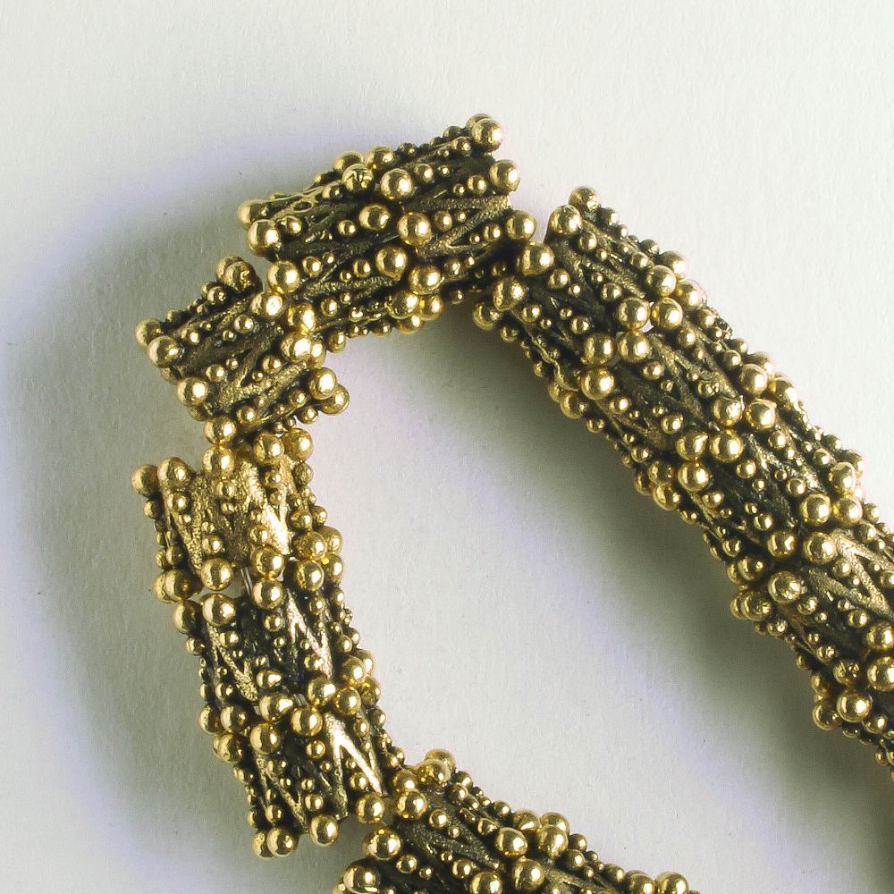 Pewter Beads, Gold Plated - 8" Strand