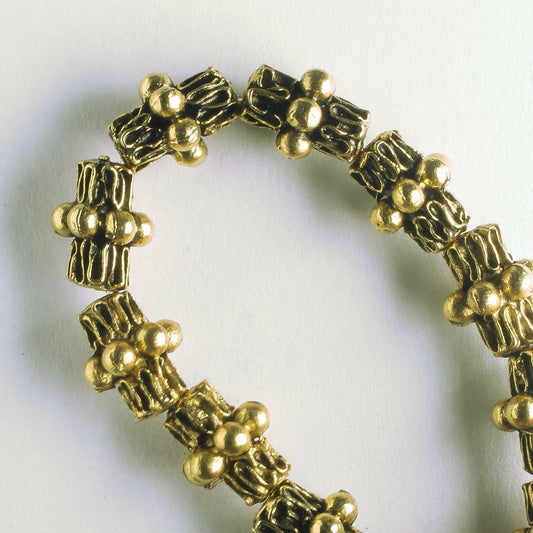 Pewter Beads, Gold Plated - 8" Strand