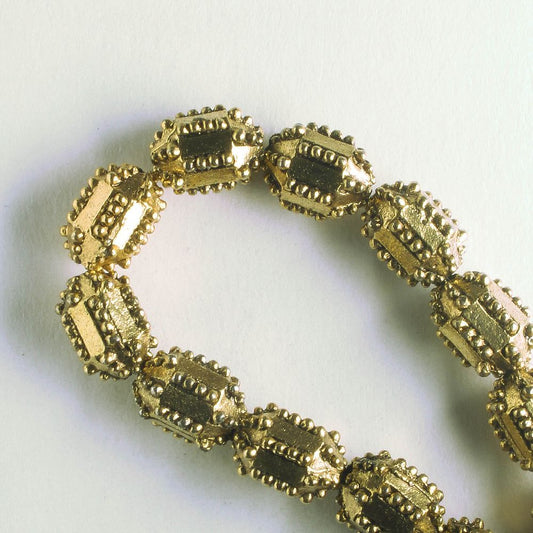 Pewter Beads, Gold Plated - 8" Strand