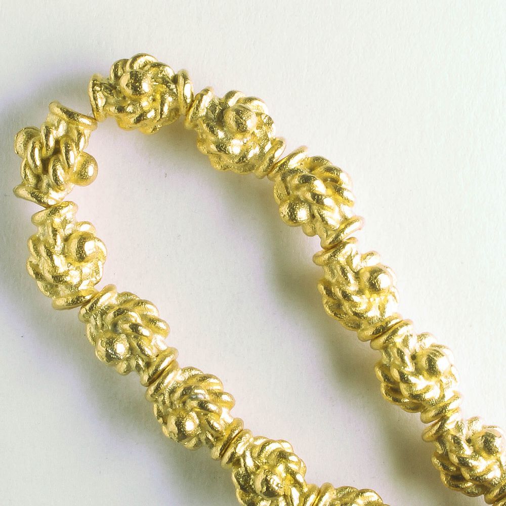 Pewter Beads, Gold Plated - 8" Strand