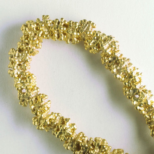 Pewter Beads, Gold Plated - 8" Strand