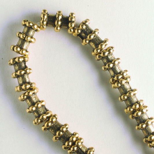 Pewter Beads, Gold Plated - 8" Strand