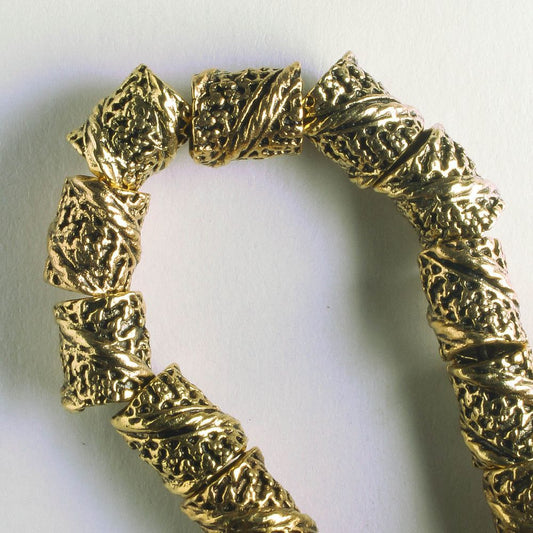 Pewter Beads, Gold Plated - 8" Strand