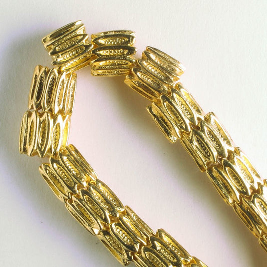 Pewter Beads, Gold Plated - 8" Strand