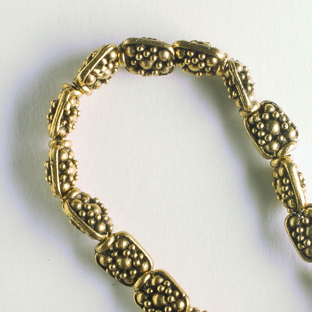 Pewter Beads, Gold Plated - 8" Strand