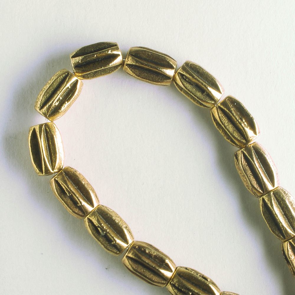 Pewter Beads, Gold Plated - 8" Strand