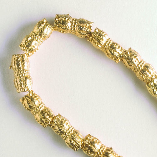 Pewter Beads, Gold Plated - 8" Strand