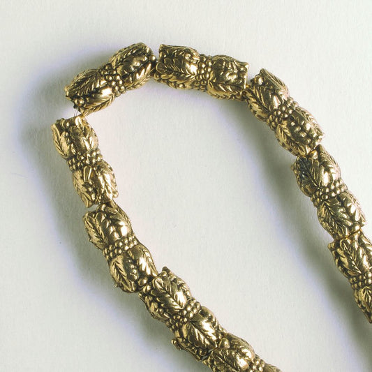 Pewter Beads, Gold Plated - 8" Strand