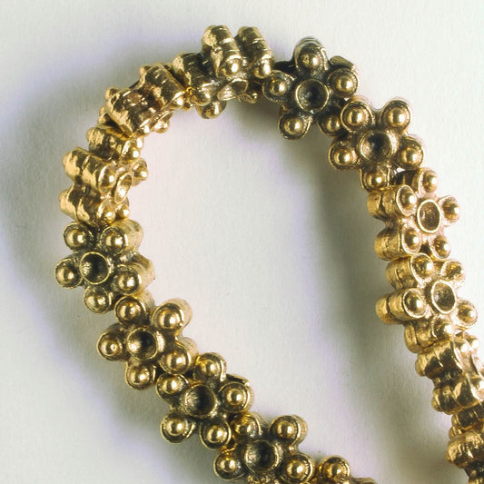 Pewter Beads, Gold Plated - 8" Strand