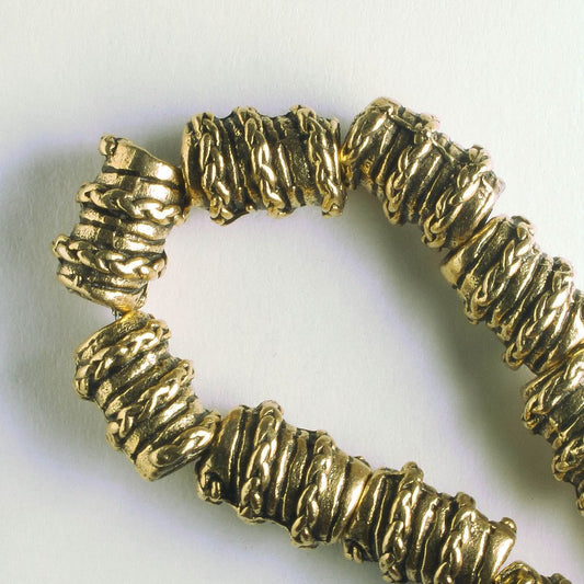 Pewter Beads, Gold Plated - 8" Strand