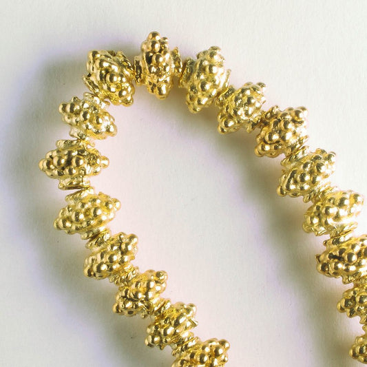 Pewter Beads, Gold Plated - 8" Strand