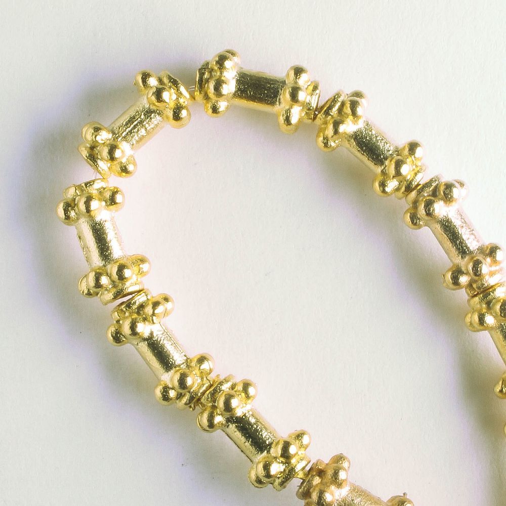 Pewter Beads, Gold Plated - 8" Strand