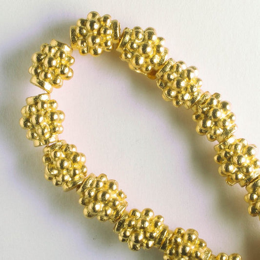 Pewter Beads, Gold Plated - 8" Strand