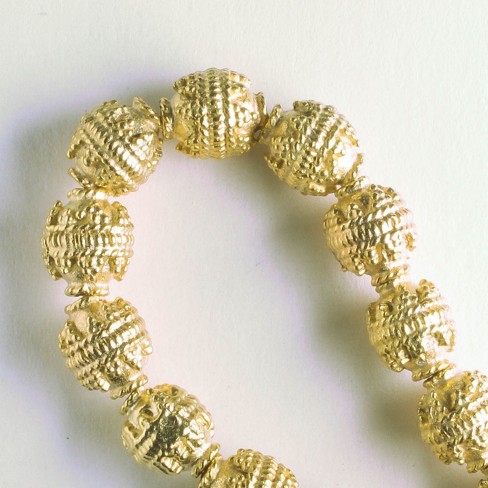 Pewter Beads, Gold Plated - 8" Strand