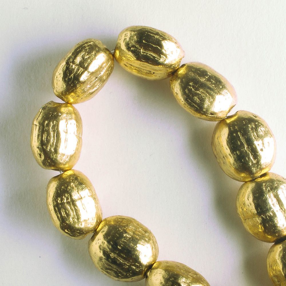 Pewter Beads, Gold Plated - 8" Strand